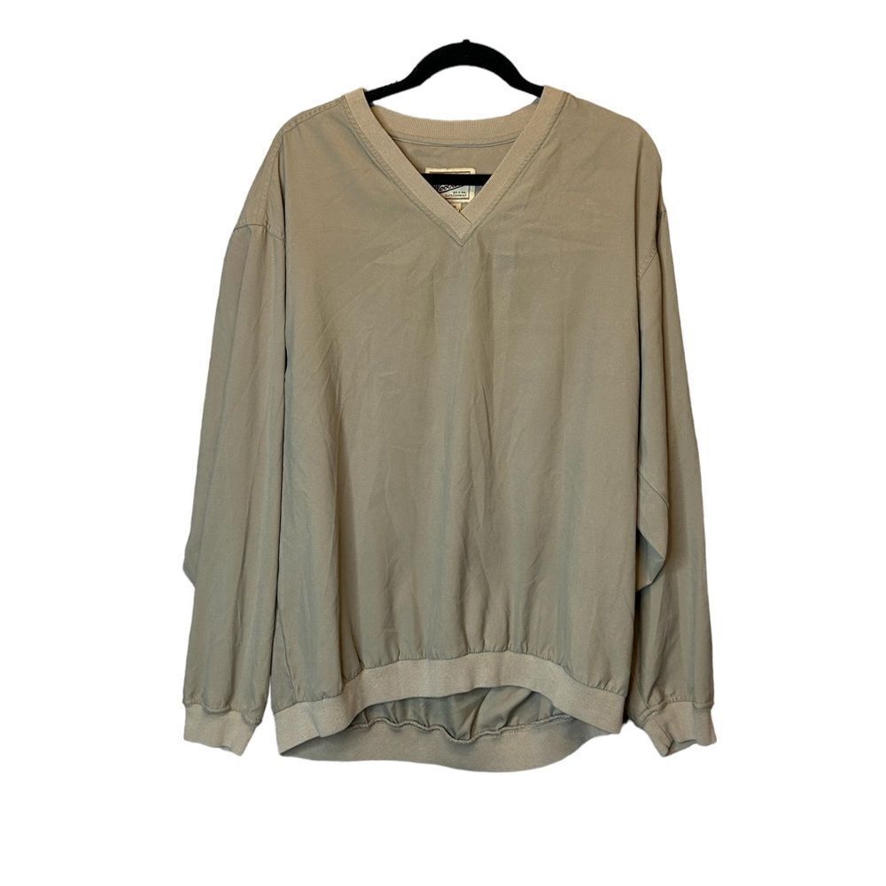 Large Woolrich Tan V-Neck Pullover Windbreaker Jacket